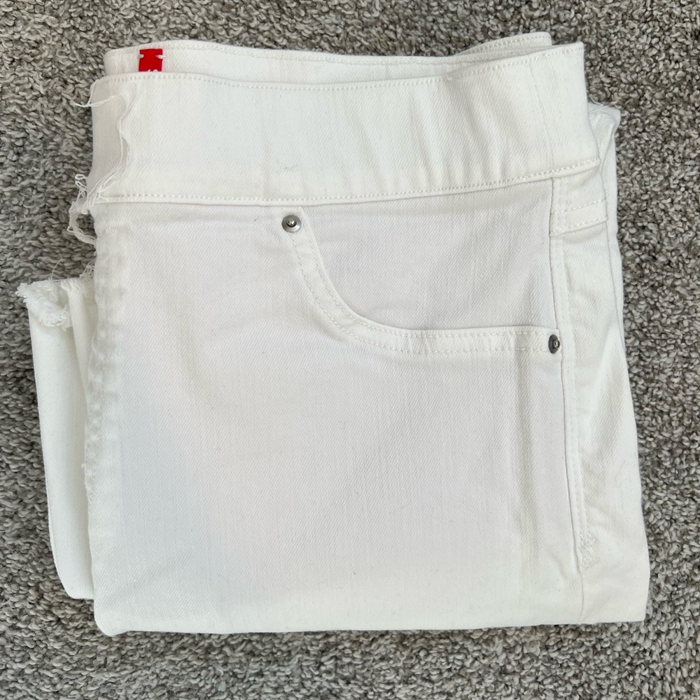 SPANX White Cropped Wide Jeans